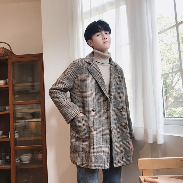 men's windbreaker cotton suit 2019 autumn and winter new retro plaid college style jacket loose coat youth trend men's clothing, Black
men's windbreaker cotton suit 2019 autumn and winter new retro plaid college style jacket loose coat youth trend men's clothing, Black