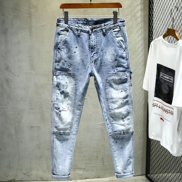 comfortable stretch cotton denim ripped jeans men skinny high street male jeans frayed casual pants biker, Blue
comfortable stretch cotton denim ripped jeans men skinny high street male jeans frayed casual pants biker, Blue