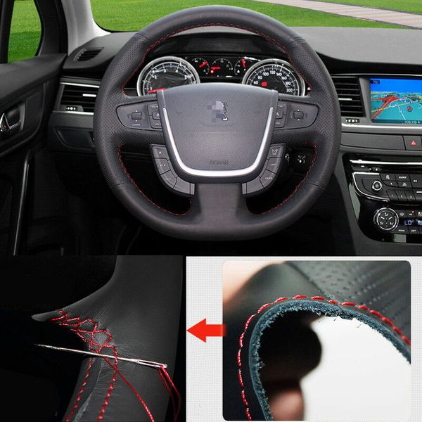 for peugeot 508 car steering wheel cover non-slip diy hand sewing black leather
for peugeot 508 car steering wheel cover non-slip diy hand sewing black leather