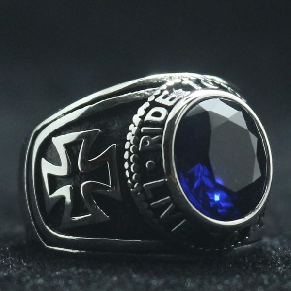 316l stainless steel cool ride to live, live to live cross blue stone rider ring, Golden;silver
316l stainless steel cool ride to live, live to live cross blue stone rider ring, Golden;silver
