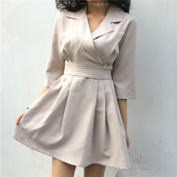 notched dress women office lady half sleeve elegant pleated mini dress high waist slim autumn party slim vintage, White;black
notched dress women office lady half sleeve elegant pleated mini dress high waist slim autumn party slim vintage, White;black