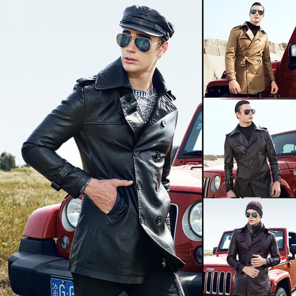 men windbreaker european and american fashion pu leather jacket spring autumn winter new style male coat, Black;brown
men windbreaker european and american fashion pu leather jacket spring autumn winter new style male coat, Black;brown