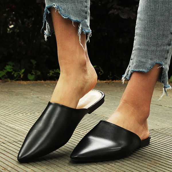 flat shoes 2019 fashion mules for women pu leather pointed toe slip on sandalias women slipper summer sandals women's shoes, Black
flat shoes 2019 fashion mules for women pu leather pointed toe slip on sandalias women slipper summer sandals women's shoes, Black