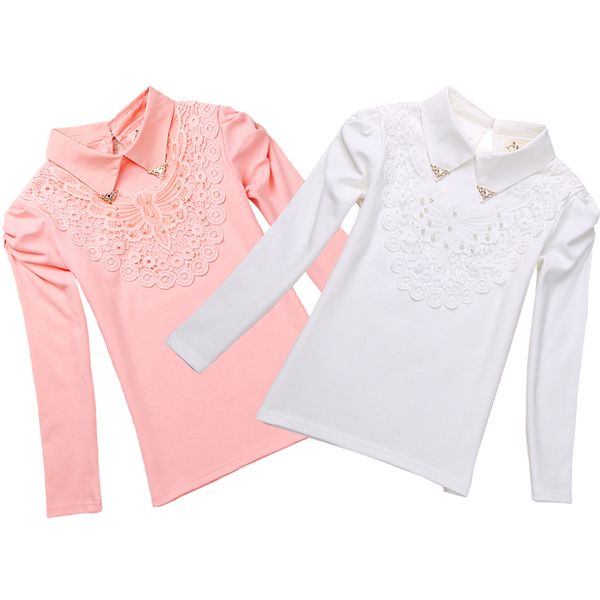 school girls blouse shirts new 2018 autumn fashion kids solid turn-down lace flower blouses children cotton clothes, White;black
school girls blouse shirts new 2018 autumn fashion kids solid turn-down lace flower blouses children cotton clothes, White;black