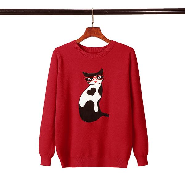 2019 fashion women sweater warm cartoon cat jacquard winter female casual pullover knitted top, White;black
2019 fashion women sweater warm cartoon cat jacquard winter female casual pullover knitted top, White;black