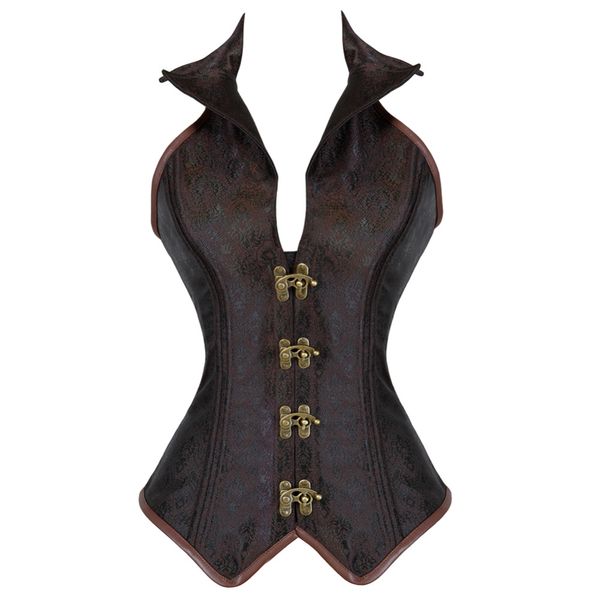 gothic steampunk corset spiral steel boned brown/black halter lapel waist cincher bustier plus size s-2xl, Black;white
gothic steampunk corset spiral steel boned brown/black halter lapel waist cincher bustier plus size s-2xl, Black;white