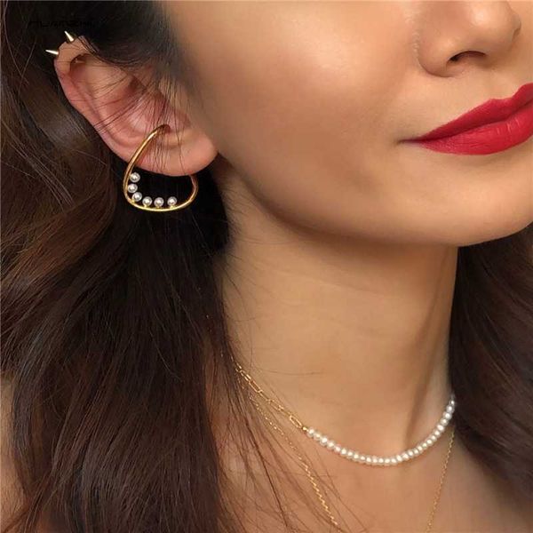 

huanzhi 2019 new irregular triangle stereoscopic beads no piercings required ear bone clip earring jewelry for women party gift, Silver