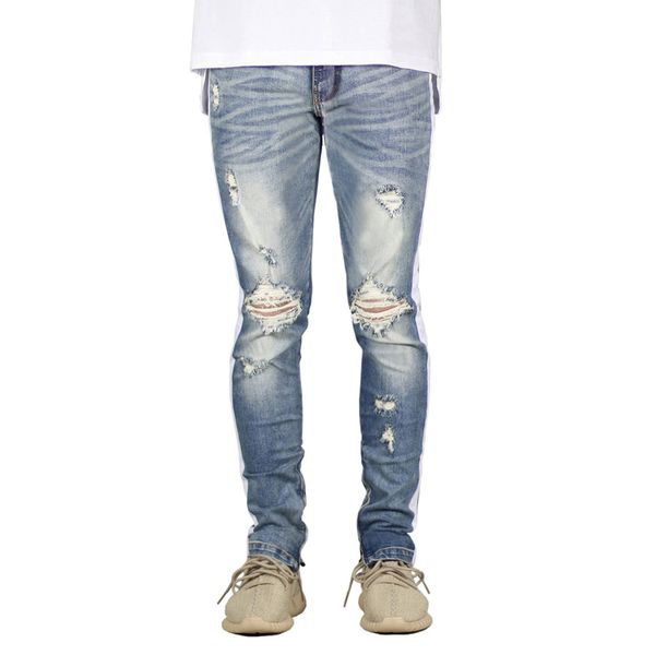 men's jeans mens hip hop ripped fashion destroyed hole skinny biker white stripe stitching zipper black blue denim pants asian size
men's jeans mens hip hop ripped fashion destroyed hole skinny biker white stripe stitching zipper black blue denim pants asian size