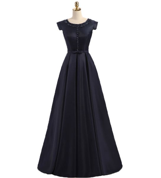 Modern Satin Formal Evening Gowns 2020 Round Neck Navy Blue Beaded Prom Dress Floor Length Sexy Party Dress Special Occasion Dresses
Modern Satin Formal Evening Gowns 2020 Round Neck Navy Blue Beaded Prom Dress Floor Length Sexy Party Dress Special Occasion Dresses