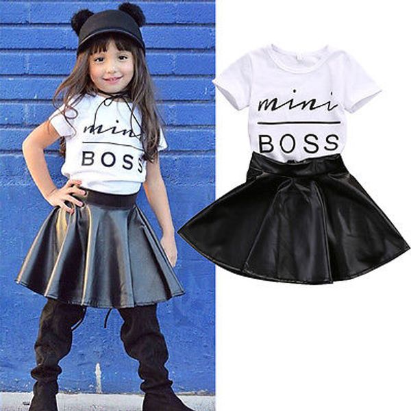 toddler kids girl clothes set new fashion summer short sleeve white cotton t-shirt +leather skirt 2pcs children clothes
toddler kids girl clothes set new fashion summer short sleeve white cotton t-shirt +leather skirt 2pcs children clothes