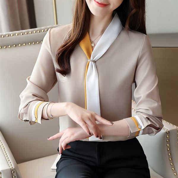 chiffon blouse 2019 fashion women long sleeve shirt office lady blouse, White
chiffon blouse 2019 fashion women long sleeve shirt office lady blouse, White