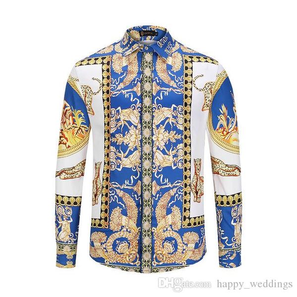 2019 new arrival men shirts long sleeve 3d golden floral print animals casual shirts slim fitness chemise homme, White;black
2019 new arrival men shirts long sleeve 3d golden floral print animals casual shirts slim fitness chemise homme, White;black