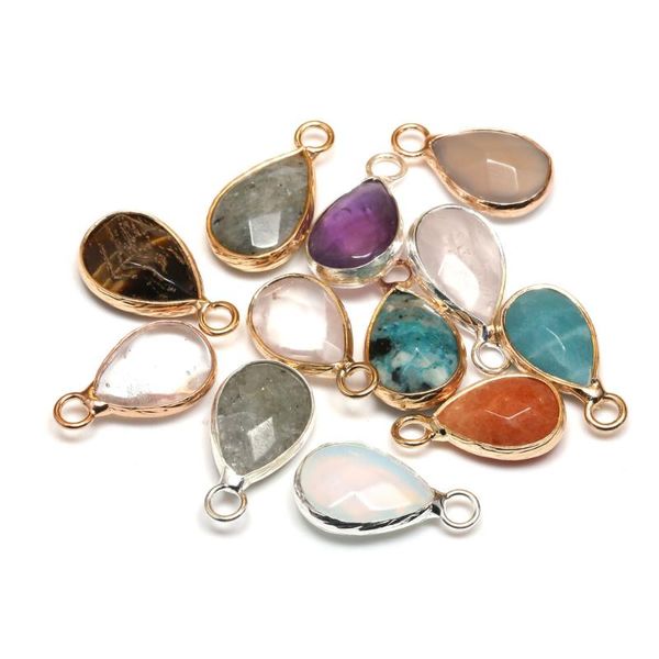 charms 2pcs natural drop-shaped faceted semi-precious stone edged pendants making for jewelry necklace accessories gift size 10x18mm, Bronze;silver
charms 2pcs natural drop-shaped faceted semi-precious stone edged pendants making for jewelry necklace accessories gift size 10x18mm, Bronze;silver