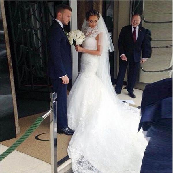 Full Lace wedding dresses High Neck Sheer Neckline Mermaid Wedding Dress Cap Sleeves Sweep Train Elegant Vintage Beach Bridal Gowns
Full Lace wedding dresses High Neck Sheer Neckline Mermaid Wedding Dress Cap Sleeves Sweep Train Elegant Vintage Beach Bridal Gowns