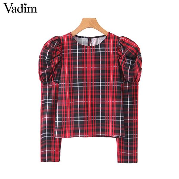 vadim women stylish plaid blouse checkered long puff sleeve shirts female casual elegant chic blusas mujer lb430, White
vadim women stylish plaid blouse checkered long puff sleeve shirts female casual elegant chic blusas mujer lb430, White