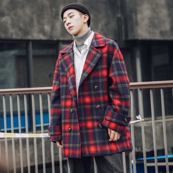 ewq / autumn winter 2019 plaid long sleeve turn-down collar contrast color loose coat man's korea style personality jacket fs940, Tan;black
ewq / autumn winter 2019 plaid long sleeve turn-down collar contrast color loose coat man's korea style personality jacket fs940, Tan;black
