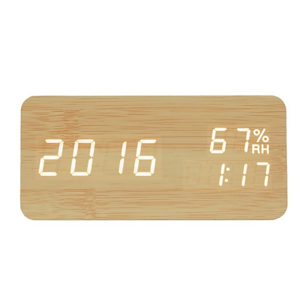modern led alarm clock temperature humidity electronic deskdigital table clocks,bamboo wood + white subtitles
modern led alarm clock temperature humidity electronic deskdigital table clocks,bamboo wood + white subtitles