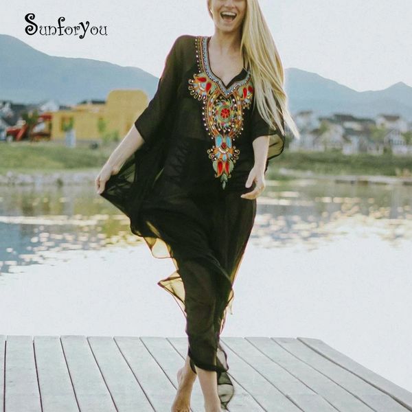 black chiffon embroidery bikini cover up robe de plage plus size bathing suit cover ups vestido playa pareos swim dress, Blue;gray
black chiffon embroidery bikini cover up robe de plage plus size bathing suit cover ups vestido playa pareos swim dress, Blue;gray