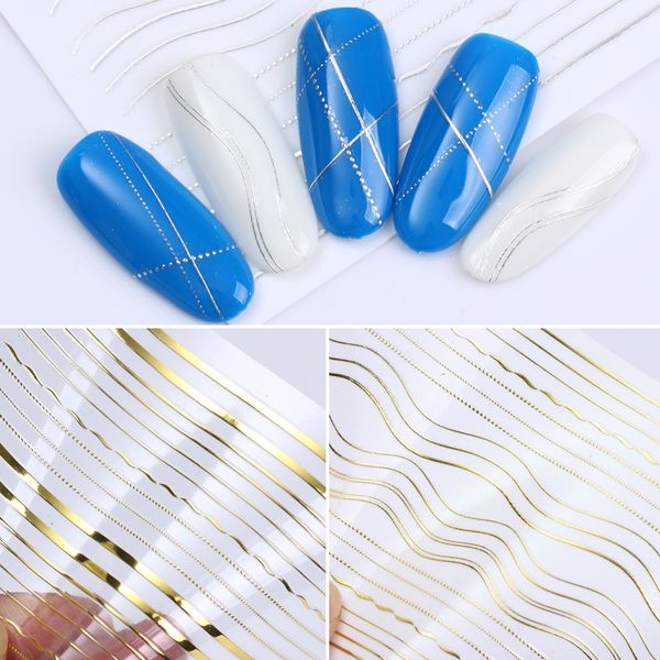 gold silver lines strip 3d nail sticker multi-size metal tips adhesive transfer sticker manicure nail art decorations, Black
gold silver lines strip 3d nail sticker multi-size metal tips adhesive transfer sticker manicure nail art decorations, Black