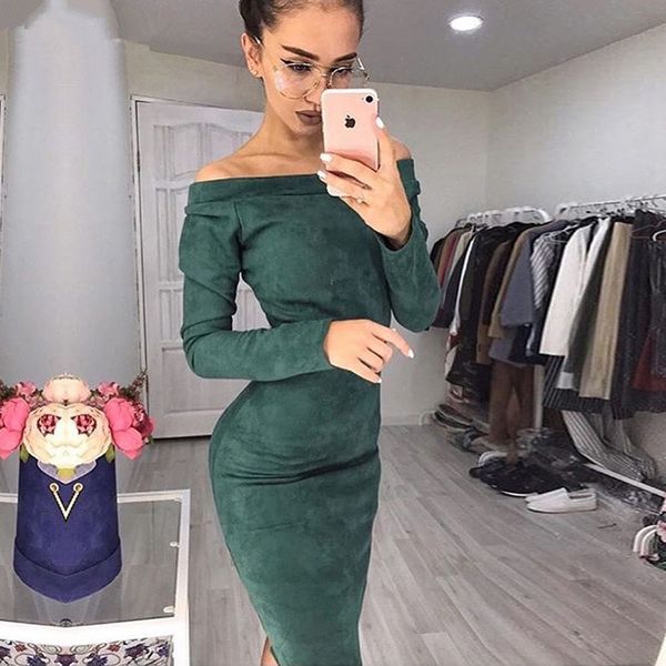 suede long sleeve off shoulder women mid -calf dress autumn winter female bodycon new year party dresses new fashion, Black;gray
suede long sleeve off shoulder women mid -calf dress autumn winter female bodycon new year party dresses new fashion, Black;gray