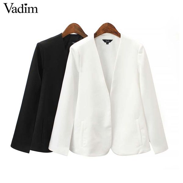 vadim women elegant black white v neck coat pockets office wear solid outerwear female casual chic open stitch ca347, Black;brown
vadim women elegant black white v neck coat pockets office wear solid outerwear female casual chic open stitch ca347, Black;brown