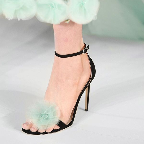 ladies beauty mint green flower embellish wedding sandals summer one strap thin high heels open toe female runway sandalias, Black
ladies beauty mint green flower embellish wedding sandals summer one strap thin high heels open toe female runway sandalias, Black