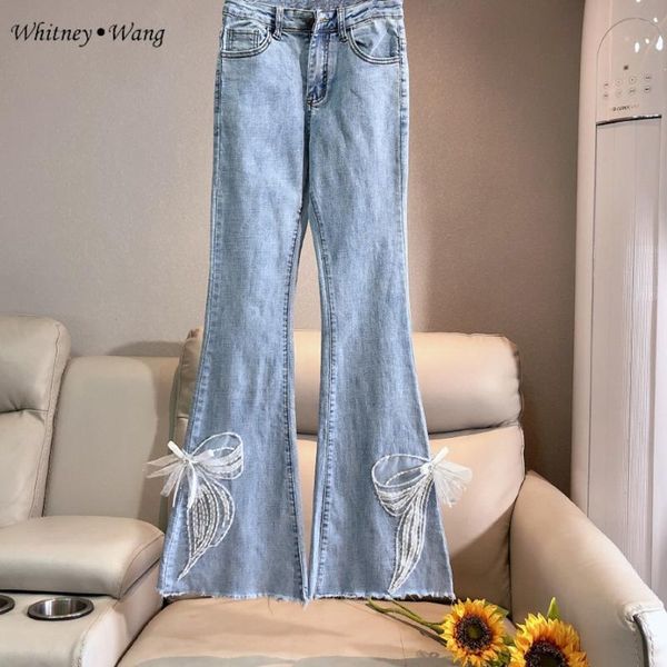 whitney wang 2020 spring fashion streetwear sweet bow sequins embroidery flare jeans women stylish denim pants plus size 5xl, Blue
whitney wang 2020 spring fashion streetwear sweet bow sequins embroidery flare jeans women stylish denim pants plus size 5xl, Blue