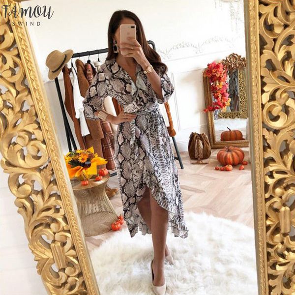 2020 women snake print v neck long midi dress female ruffle half sleeve lace up mujer vestidos, Black;gray
2020 women snake print v neck long midi dress female ruffle half sleeve lace up mujer vestidos, Black;gray