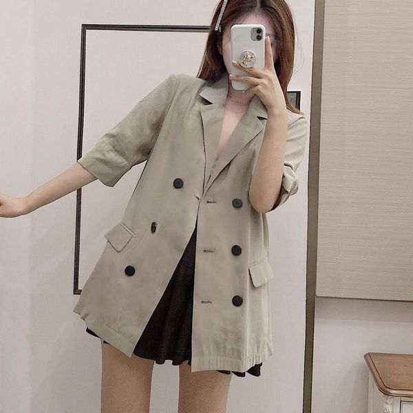 loose women blazer summer 2020 new fashion female casual double breasted outwear, White;black
loose women blazer summer 2020 new fashion female casual double breasted outwear, White;black