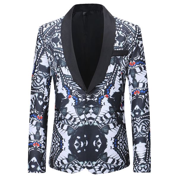 2018 autumn and winter new men's clothing / printing casual one button men's suit / creative full casual jacket, White;black
2018 autumn and winter new men's clothing / printing casual one button men's suit / creative full casual jacket, White;black