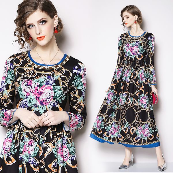 luxury fashion women's runway vintage paisley print printed dress elegant crew neck office lady slim stunning party evening maxi dress, Black;gray
luxury fashion women's runway vintage paisley print printed dress elegant crew neck office lady slim stunning party evening maxi dress, Black;gray