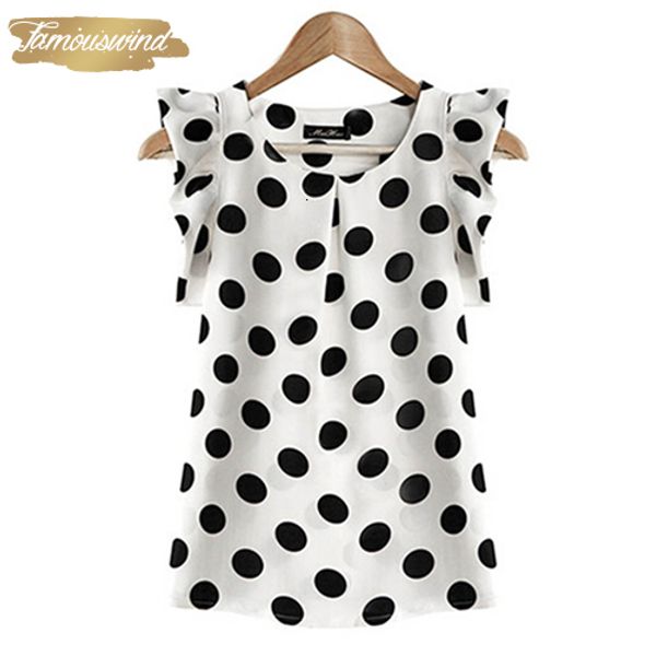 blouse women petal sleeve casual polka dot round neck short sleeve shirt summer chiffon drop shipping good quality, White
blouse women petal sleeve casual polka dot round neck short sleeve shirt summer chiffon drop shipping good quality, White
