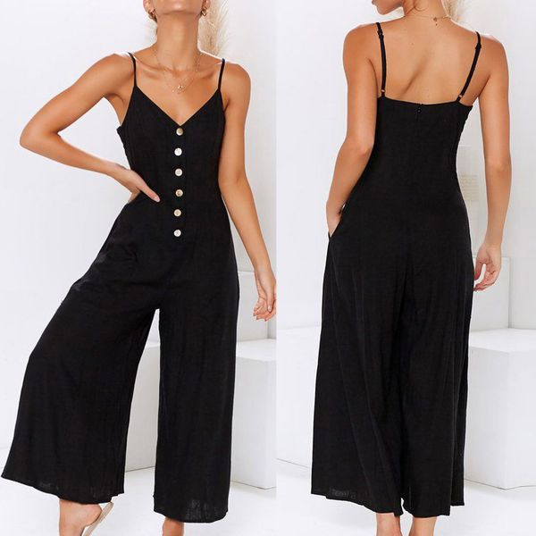 new clothes 2019 fashion womens v-neck camis solid sleeveless backless loose jumpsuit drop shipping, Black;white
new clothes 2019 fashion womens v-neck camis solid sleeveless backless loose jumpsuit drop shipping, Black;white
