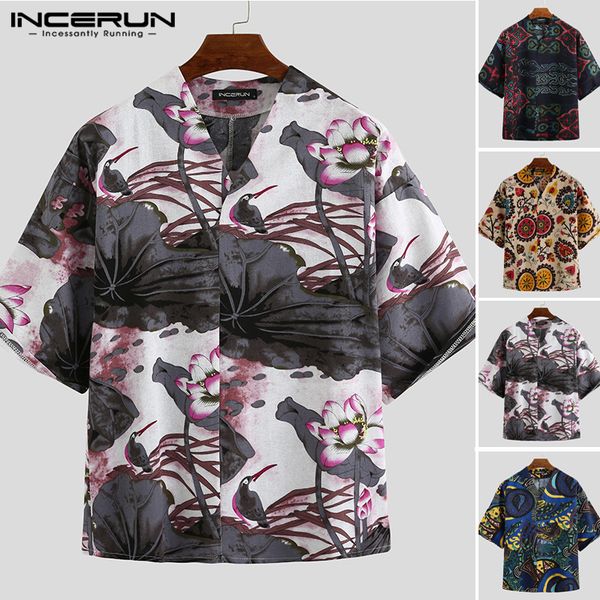 men's casual shirts incerun mens ethnic style man loose retro printed short sleeve shirt v neck cotton summer beach holiday blouse 3xl, White;black
men's casual shirts incerun mens ethnic style man loose retro printed short sleeve shirt v neck cotton summer beach holiday blouse 3xl, White;black