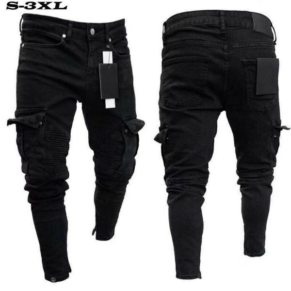 men spring casual pure color elastic slim fit zipper multi-pocket jumpsuit long pants, Black
men spring casual pure color elastic slim fit zipper multi-pocket jumpsuit long pants, Black
