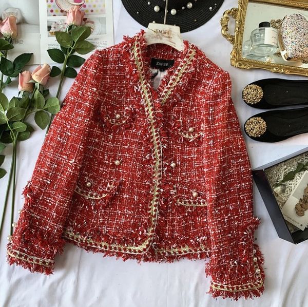woolen coat women small fragrance tweed pearl suit jacket lady short wool jackets mujer 2019, Black
woolen coat women small fragrance tweed pearl suit jacket lady short wool jackets mujer 2019, Black