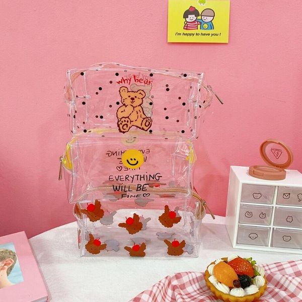 bentoy milkjoy korea japan cute bear smile cosmetic cases waterprooft transperant wash bags girls makeup bag home storage case
bentoy milkjoy korea japan cute bear smile cosmetic cases waterprooft transperant wash bags girls makeup bag home storage case