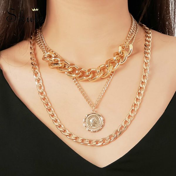 skute punk trendy chunky necklace exaggerated chain necklaces head portrait coin multilayer pendant necklaces for women jewelry, Silver
skute punk trendy chunky necklace exaggerated chain necklaces head portrait coin multilayer pendant necklaces for women jewelry, Silver