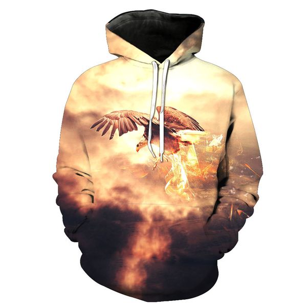eagle printed hooded pocket pullover men's tide hooded men's vests sweatshirts, Black
eagle printed hooded pocket pullover men's tide hooded men's vests sweatshirts, Black