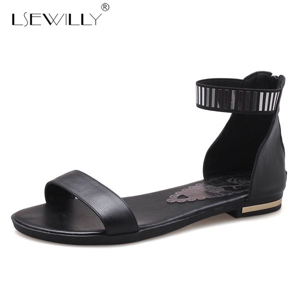 lsewilly new summer genuine leather sandals women zipper cover heel casual beach flat sandals wholesale big size 31-46 e735, Black
lsewilly new summer genuine leather sandals women zipper cover heel casual beach flat sandals wholesale big size 31-46 e735, Black