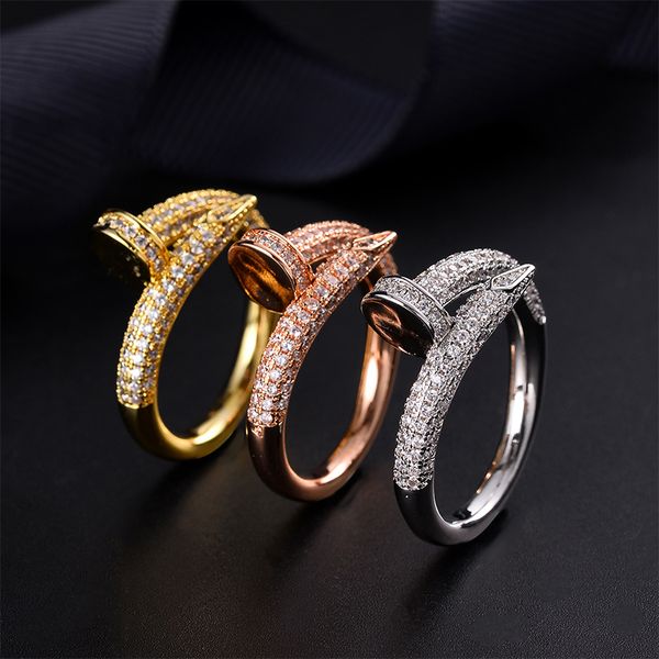 classic brand designer 316l titanium inlaid super bright crystal nail ring european trend couple ring jewelry, Silver
classic brand designer 316l titanium inlaid super bright crystal nail ring european trend couple ring jewelry, Silver