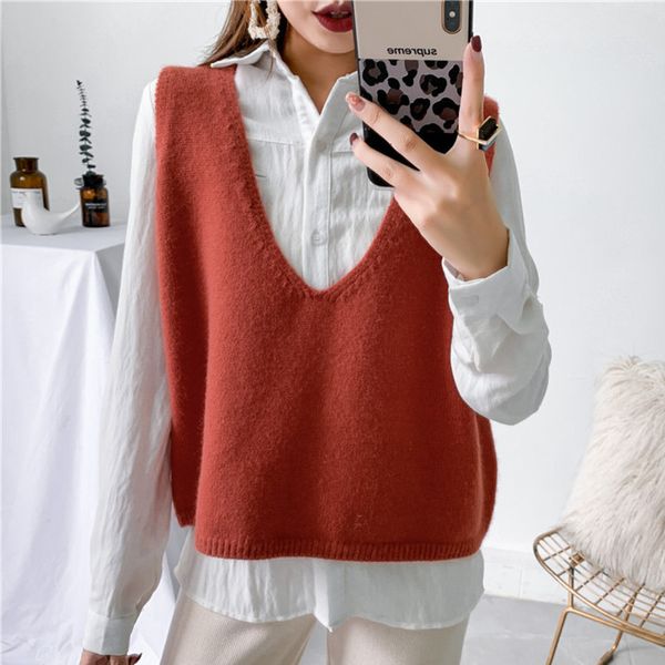 tvvovvin 2020new spring solid color pullover knit vest for women loose short style korean style temperament waistcoat pc431, Black;white
tvvovvin 2020new spring solid color pullover knit vest for women loose short style korean style temperament waistcoat pc431, Black;white