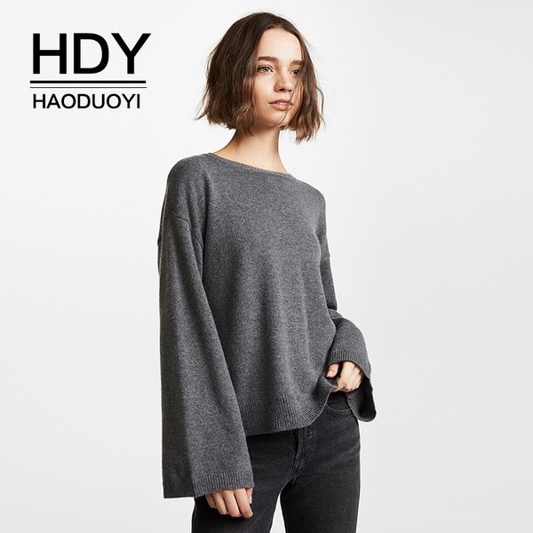 hdy haoduoyi women solid long sleeve o-neck casual split back buckle soft warm pullover sweater, White;black
hdy haoduoyi women solid long sleeve o-neck casual split back buckle soft warm pullover sweater, White;black