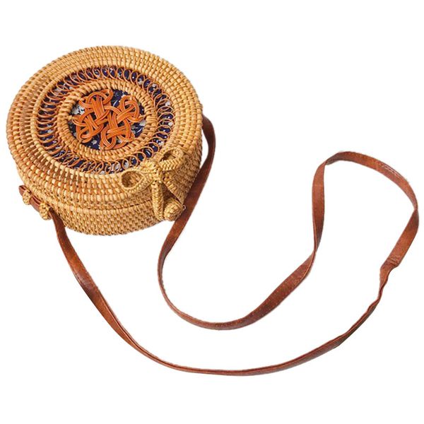 women handwoven rattan round bag shoulder leather straps for outdoor leisure bag color: chinese knot
women handwoven rattan round bag shoulder leather straps for outdoor leisure bag color: chinese knot