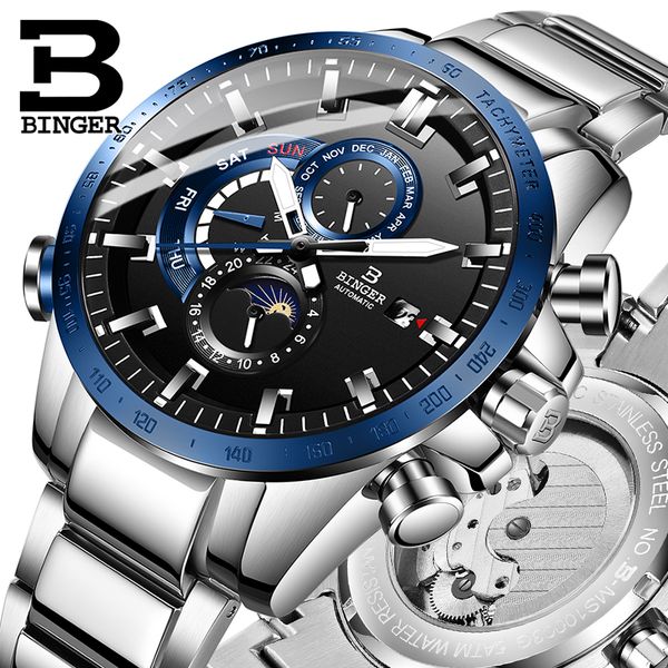 binger men's automatic mechanical watches all steel business waterproof sapphire sport watch relogio masculino, Slivery;brown
binger men's automatic mechanical watches all steel business waterproof sapphire sport watch relogio masculino, Slivery;brown