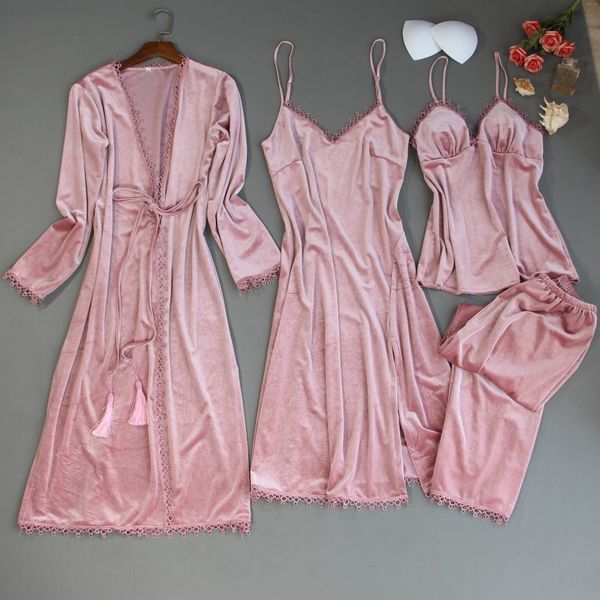 mechcitiz 2019 winter pajamas sets for women velvet warm bathrobe pants nightdress sleepwear 4 pcs autumn pijama home pyjamas, Black;red 
mechcitiz 2019 winter pajamas sets for women velvet warm bathrobe pants nightdress sleepwear 4 pcs autumn pijama home pyjamas, Black;red
