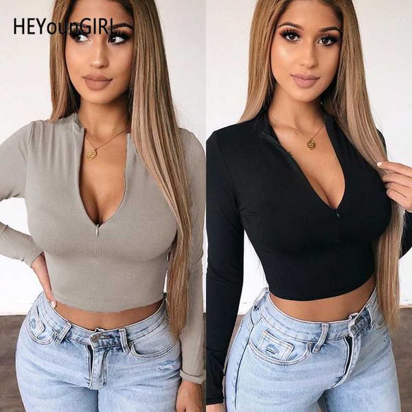 heyoungirl solid basic gray black t-shirt ladies zipper long sleeve tee shirt women elegant skinny crop t shirt female autumn, White
heyoungirl solid basic gray black t-shirt ladies zipper long sleeve tee shirt women elegant skinny crop t shirt female autumn, White