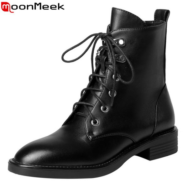 moonmeek fashion genuine leather boots women round toe ladies ankle boots lace up classic motorcycles women 2020 new, Black
moonmeek fashion genuine leather boots women round toe ladies ankle boots lace up classic motorcycles women 2020 new, Black