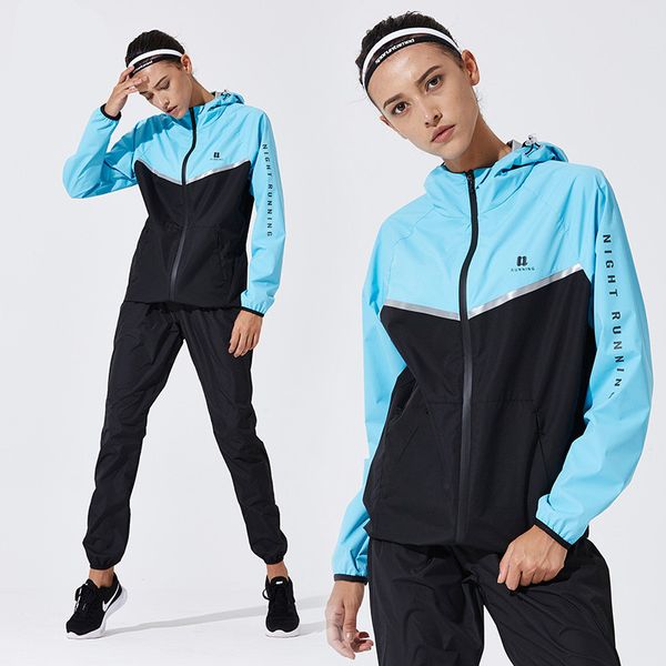 women sauna suit sport hooded zipper coat+long pants sport training fitness running yoga suit lose weight sweating gym clothes, Black;blue
women sauna suit sport hooded zipper coat+long pants sport training fitness running yoga suit lose weight sweating gym clothes, Black;blue