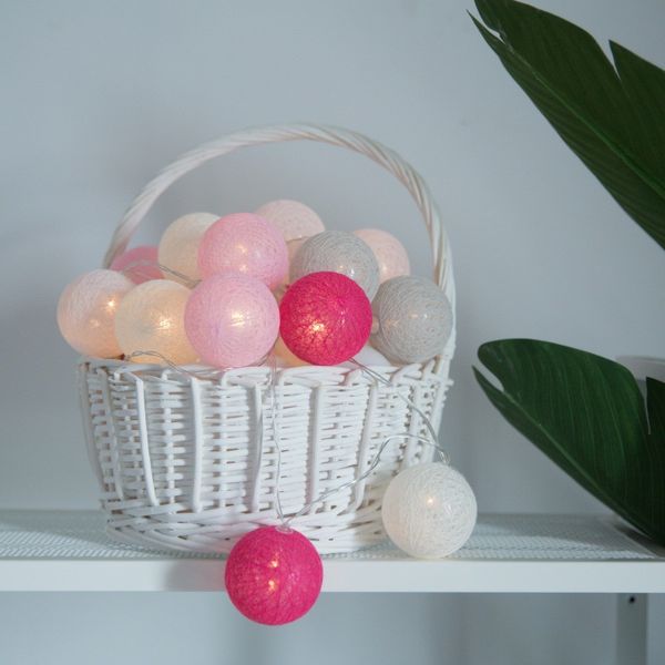 20pcs/lot earth brown cotton ball led battery powered string lights fairy decoration party wedding holiday lighting
